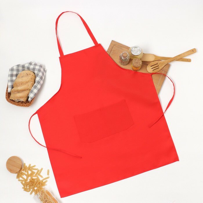 фото Фартук Экономь и Я цвет красный, 65*75 см, 100% п/э