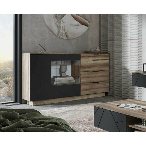 Комод высокий с ящиками Даллас Дуб Каньон/Софт Графит 1704х946х402