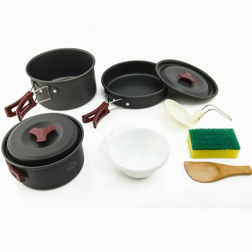 Набор походной посуды для туризма, путешествий, кемпингов, рыбалки, охоты, пикника / на 2-3 персоны