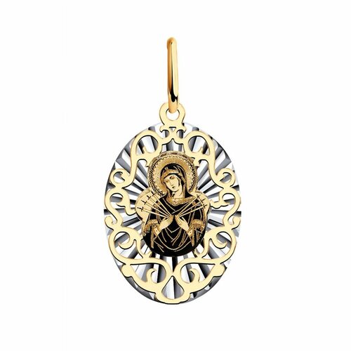 фото Подвеска из золота икона божией матери "семистрельная" яхонт ювелирный арт. 2711086