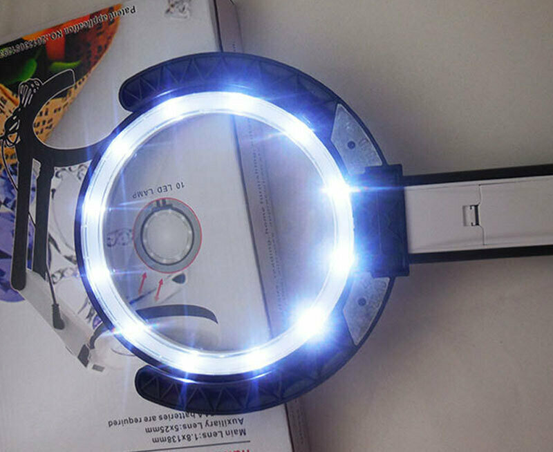 Magnifier Лупа настольная Magnifier 2x/5x-120мм складная с подсветкой (10 LED) MG3B-1C для чтения и рукоделия — фото 9