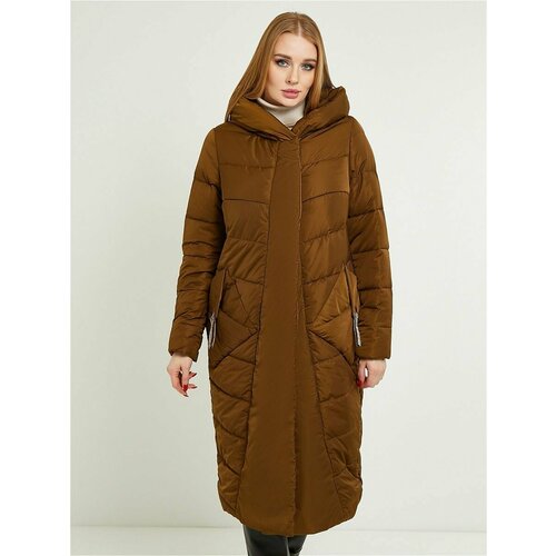 Пуховик Riches, удлиненный, силуэт прямой, несъемный капюшон, карманы, ветрозащитная планка, стеганый, ветрозащитный, размер 52, желтый