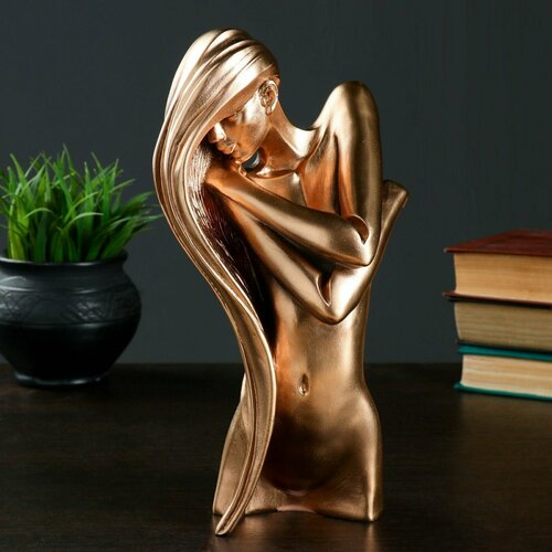 Фигура интерьерная грациозная девушка / цвет бронза / высота 27см / гипс