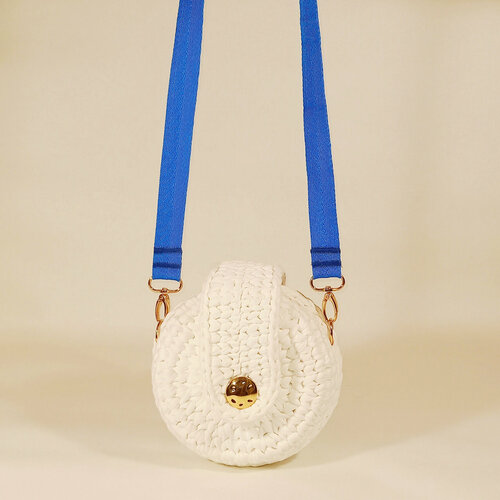 фото Сумка кросс-боди , фактура вязаная, белый, синий нет бренда