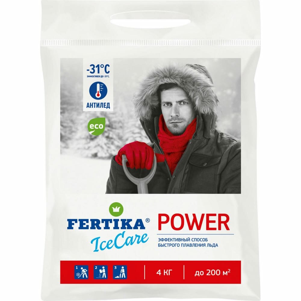 Противогололёдный реагент Fertika IceCare Power -31C, 4 кг - фотография № 8