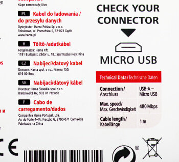Кабель HAMA , USB A (m), micro USB B (m), 1м, черный - фото №6