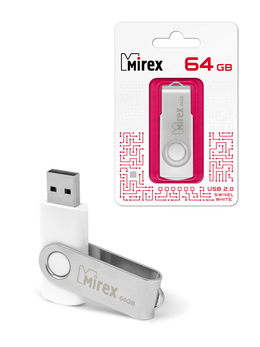 USB Флеш-накопитель MIREX SWIVEL WHITE 64GB