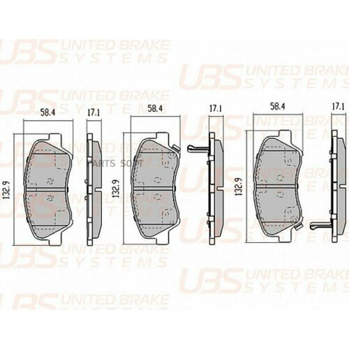 UBS B1103013 Тормозные колодки HYUNDAI SOLARIS 10-/12-/KIA RIO III 11-/12- передние