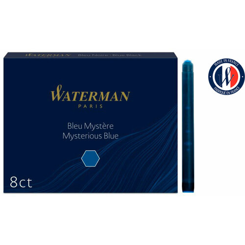 waterman s0110810 флакон с голубыми чернилами южное море south sea blue waterman Картридж Waterman Standard CWS0110910 Mysterious Blue чернила для ручек перьевых 8шт