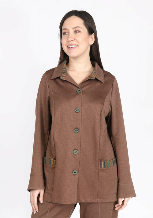 Блуза , размер 56, коричневый