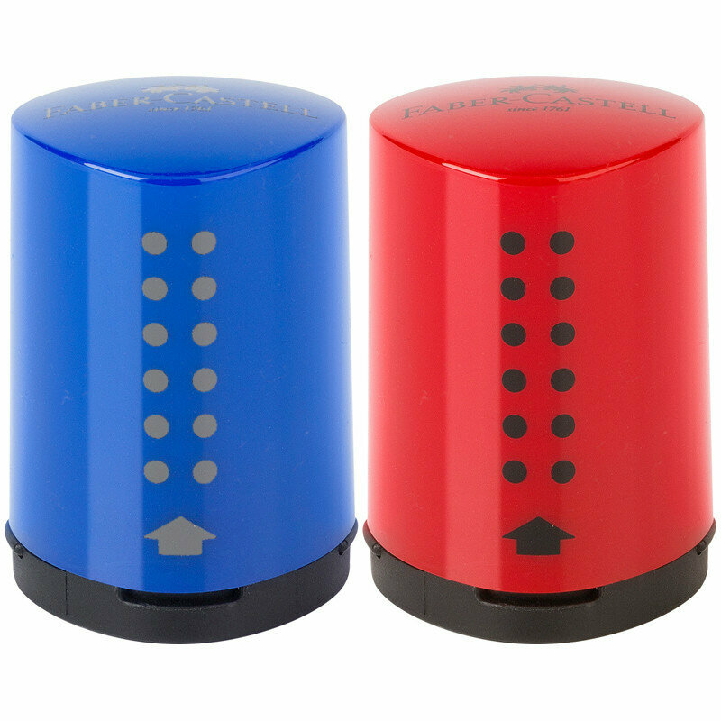 Точилка пластиковая Faber-Castell "Grip 2001 Mini" 1 отверстие, контейнер, красная/синяя, 286093