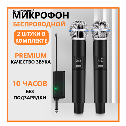 Беспроводная микрофонная система VP-02 / Караоке с записью VHF Handheld с 2 каналами / Активный динамик / Для сцены, Экскурсий, Вечеринки, Школы