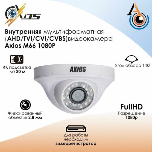 Камера внутренняя купольная Axios AXI-M66 1080p ( ИК-подсветка 20 метров)