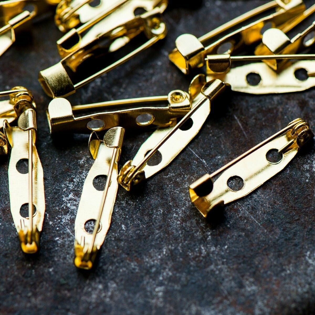 Булавки для броши / основы для броши 20 мм, 50 штук, металл, цвет золотой