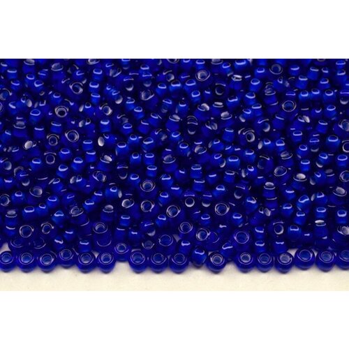 Бисер чешский PRECIOSA круглый 10/0 35086 синий прозрачный, белая линия внутри, 1 сорт, 50г