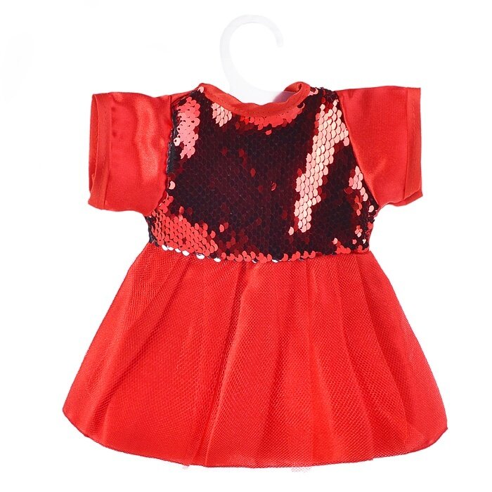 Одежда для кукол 38-43 см Колибри платье пайетки, красное (118)