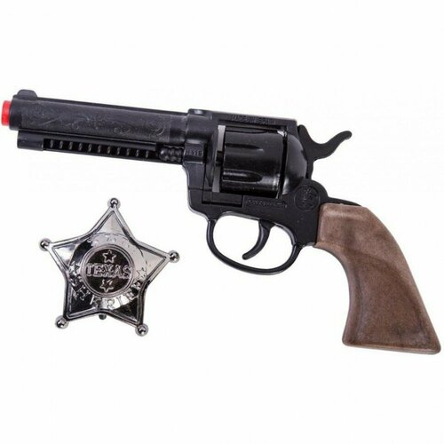 Ковбойский набор детский игрушечный револьвер из пластика черного цвета на пистонах и звезда шерифа Gonher 204/0 револьвер смит вессон 8 ми зарядный на пистонах