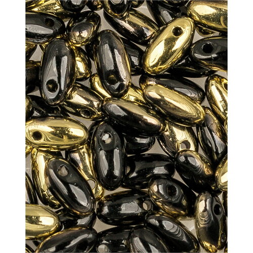 Стеклянные чешские бусины, Rizo, 2,5x6 мм, цвет Jet Amber, 10 грамм (около 150 шт.)