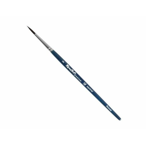 Roubloff Кисть белка круглая Premium, удлиненная выставка, короткая синяя ручка, №3 кисть белка круглая leonardo 499dv 3 ручка короткая