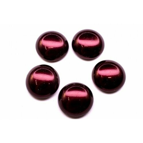 Glass Pearl Cabochon 14мм, цвет 70499 бордовый, 756-032, 5шт 5 50pcs 8 10 12 14 16 18 20 25 30 mm round flat back clear glass cabochon transparent cabochon for diy jewelry making supplies