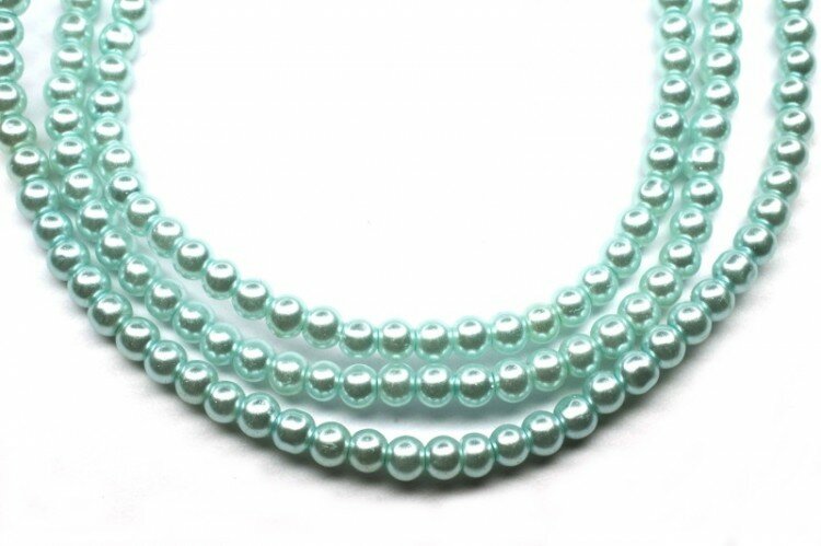 Жемчуг искусственный 3мм, отверстие 0,5мм, цвет голубой, 516-006, 1 нить (около 33см, около 110шт)