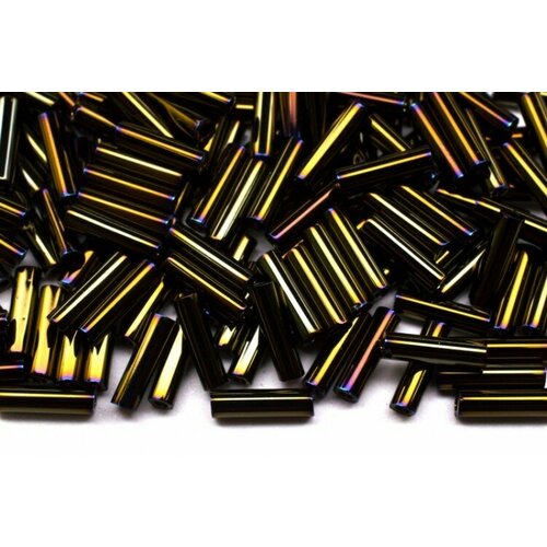 бисер японский miyuki slender bugle 1 3х6мм 2008 патина матовый металлизированный ирис 10 грамм Бисер японский Miyuki Bugle стеклярус 6мм #0458 коричневый ирис, металлизированный, 10 грамм