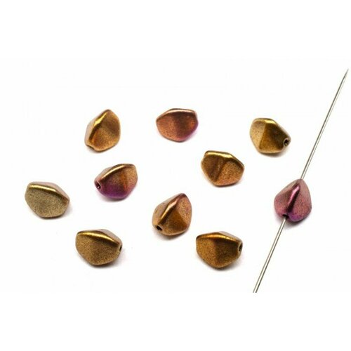 Бусины Pinch beads 7х7мм, отверстие 0,8мм, цвет 23980/01610 золотой радужный металлик, 755-020, 10шт