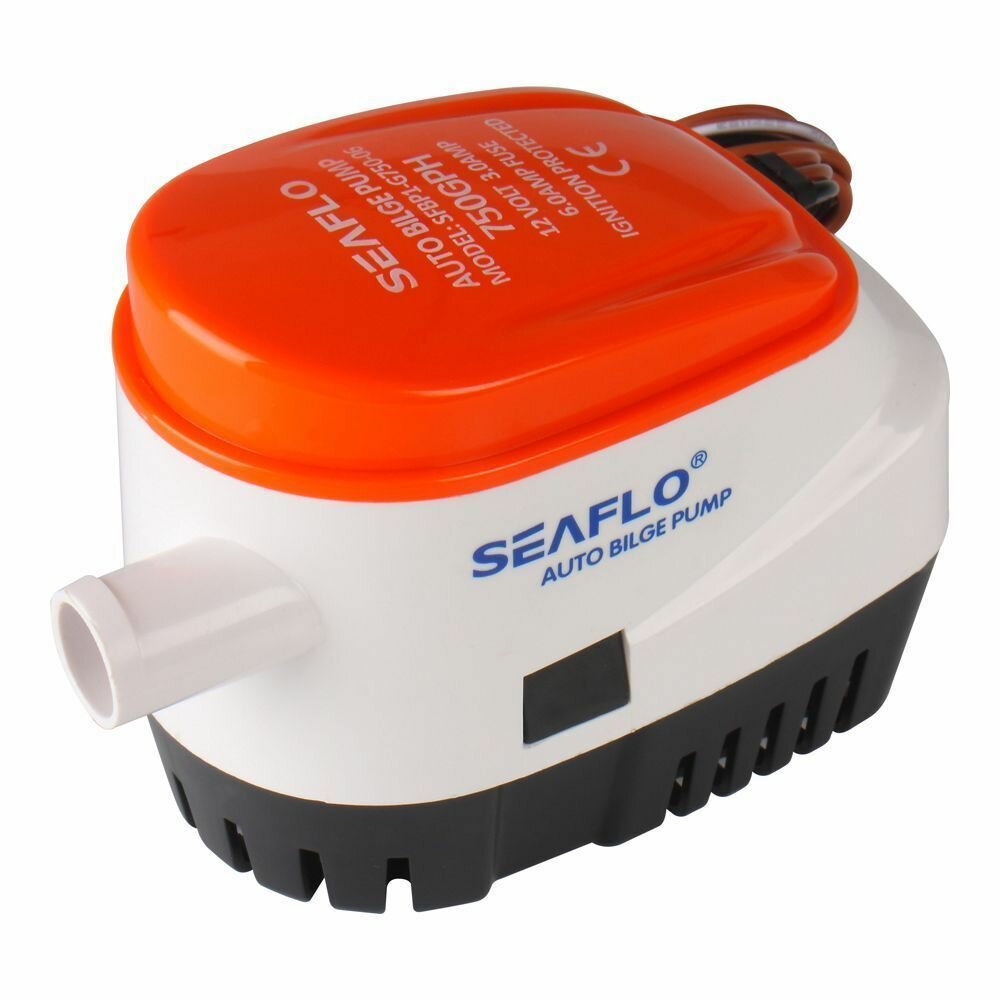Автоматическая осушительная помпа SeaFlo 12 вольт, 750GPH (2838,75 л/час), для лодки (насос 12 В осушительный для откачки воды на судне / помпа водооткачивающая трюмная)