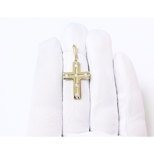 Подвеска, золото, 585 проба, фианит, размер 2.5 см.