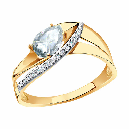 фото Кольцо александра, золото, 585 проба, фианит, горный хрусталь, размер 18