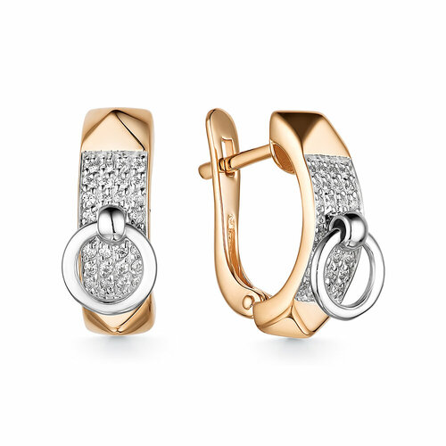 Серьги золото, 585 проба, фианит, длина 1.5 см