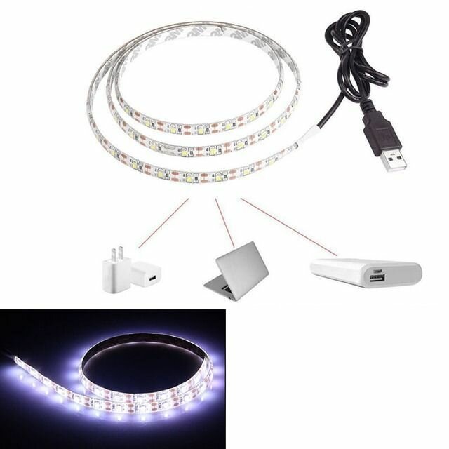 Лента светодиодная SMD 2835 (60 LED/M) c USB 5V DС разьемом Белая 2 метра