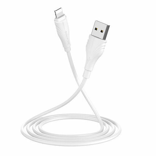 Кабель USB - 8 pin BOROFONE BX18 Optimal, 2.0м, круглый, 2.4A, силикон, белый (6931474700452) usb кабель borofone bx18 optimal lightning 8 pin 1м pvc белый