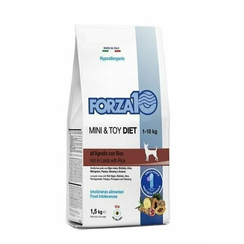 Корм сухой Forza10 Diet для взрослых собак мелких пород, Mini Diet Agnello con Riso (ягнёнок и рис) 1,5 кг
