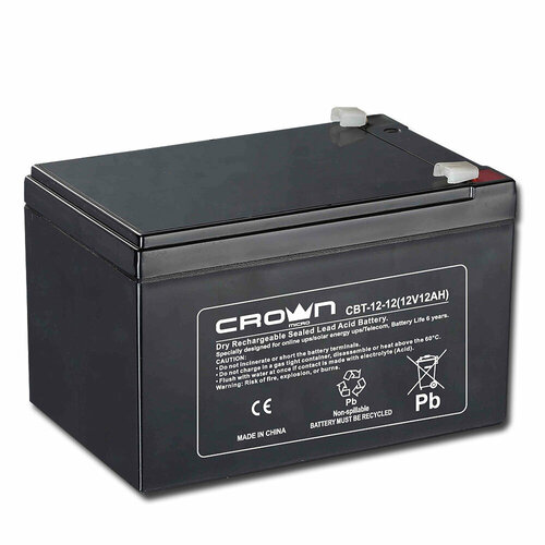 Аккумулятор свинцово-кислотный Crown micro 12V 12 ah аккумулятор alfa fb 1 2 12 12в 1 2ач 12v 1 2ah для детского электромобиля ибп аварийного освещения кассовых терминалов весов gps оборудования