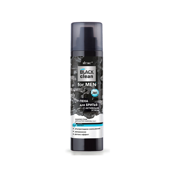 Белита Витекс BLACK clean for MEN Пена для бритья 3-в-1 с активным углем