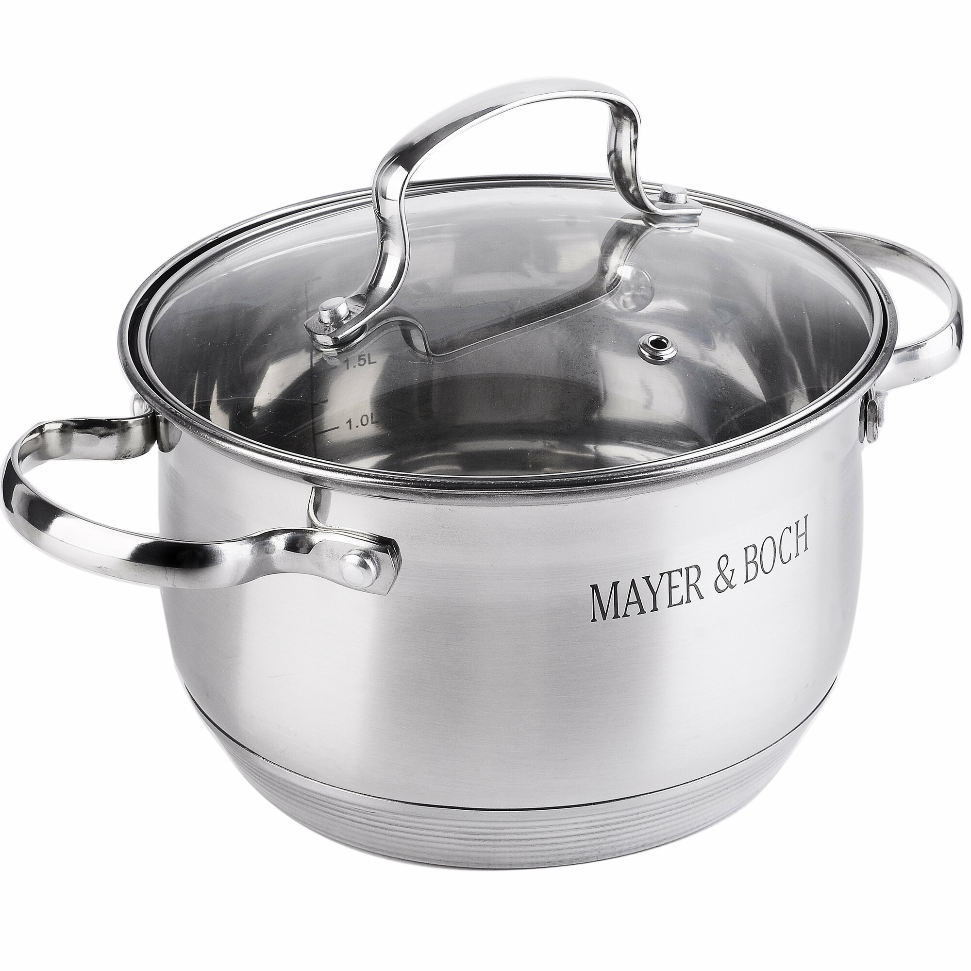 фото Кастрюля MAYER&BOCH 30947, 2,9 л из нержавеющей стали со стеклянной крышкой