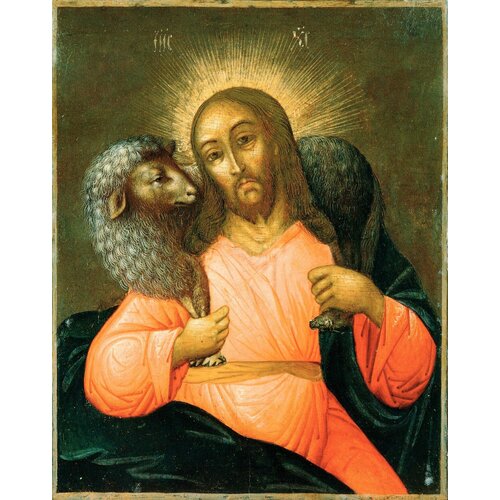Икона Спасителя Иисуса Христа Пастырь Добрый на дереве на левкасе 40 см господь добрый пастырь икона на доске 8 10 см
