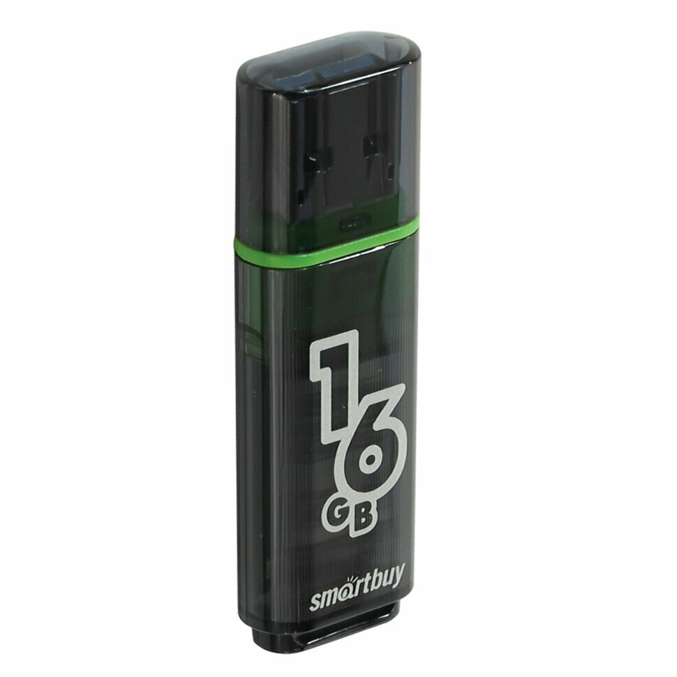 Флеш-диск 16 GB, SMARTBUY Glossy, USB 2.0, черный, SB16GBGS-K, 512190