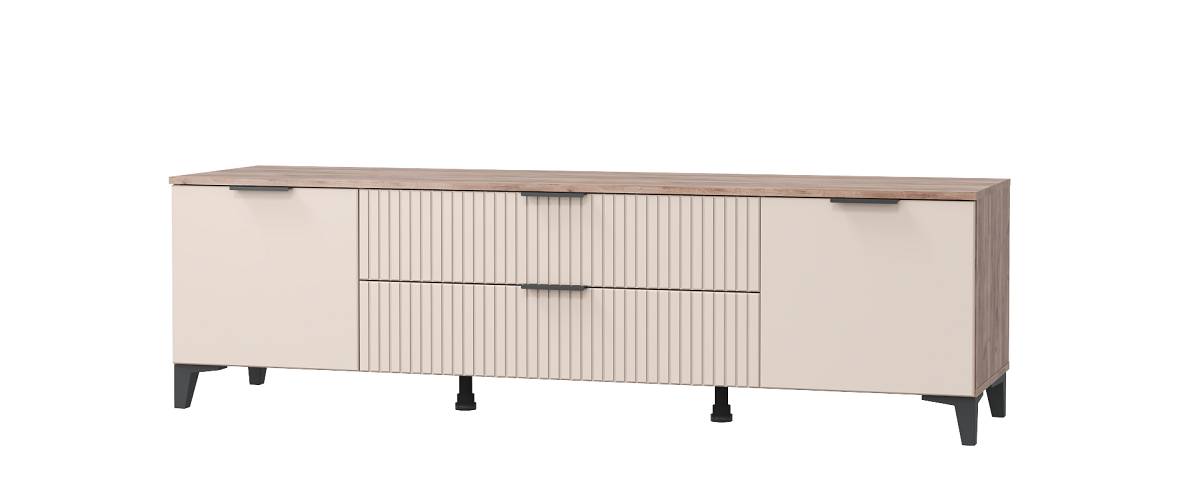 фото Гостиная Тоскана , Тумба под ТВ с 2 дв. и 2 ящ. (дуб табачный-бисквит)