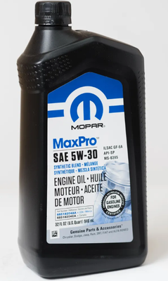 Полусинтетическое моторное масло Mopar MaxPro SAE 5W-30 SP, 0.946 л