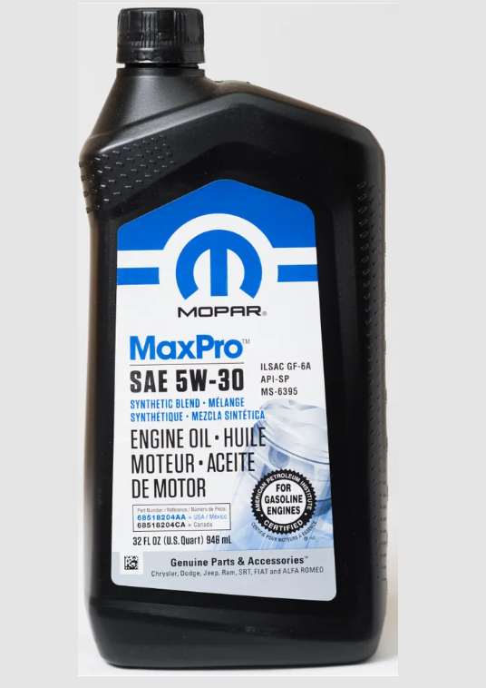 Полусинтетическое моторное масло Mopar MaxPro SAE 5W-30 SP, 0.946 л