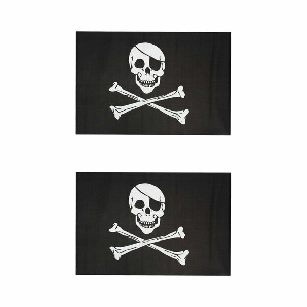 Флаг пиратский черный "Веселый Роджер" пират с повязкой, большой 60х90см (Набор 2 шт.)