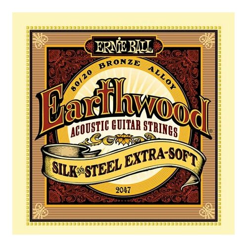 P02047 Earthwood Silk & Steel Extra Soft Струны для акустической гитары, сталь+шелк 10-50, Ernie Ball