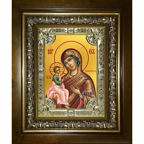 Икона Божьей Матери Иерусалимская, 18x24 см, со стразами, в деревянном киоте, арт вк-3243 икона божьей матери молченская 18x24 см со стразами в деревянном киоте арт вк 3257