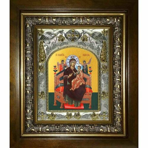 Икона Божья Матерь Всецарица, 14x18 см, в деревянном киоте 20х24 см, арт вк-2767