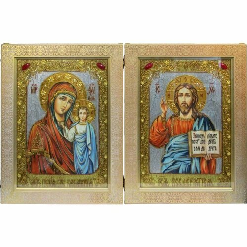 Венчальная пара больших икон Вседержитель и Божья Матерь Казанская, арт ИРП-951