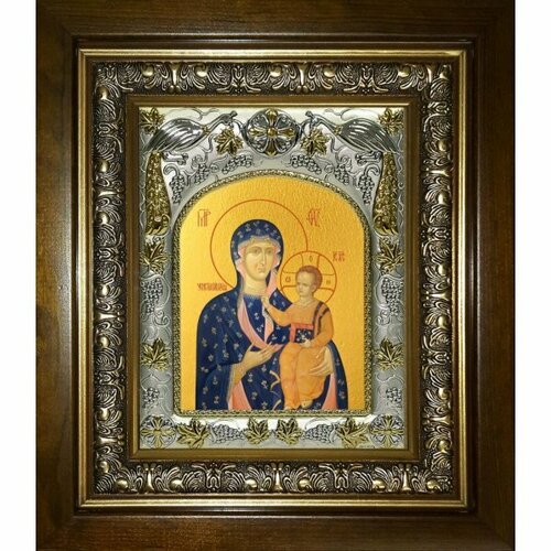 Икона Божья Матерь Ченстоховская, 14x18 см, в деревянном киоте 20х24 см, арт вк-5212