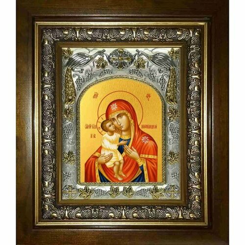 Икона Божья Матерь Жировицкая, 14x18 см, в деревянном киоте 20х24 см, арт вк-2737