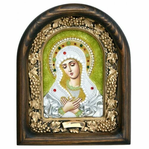 Икона Божией Матери Умиление бисер и ткань, арт ДИ-365